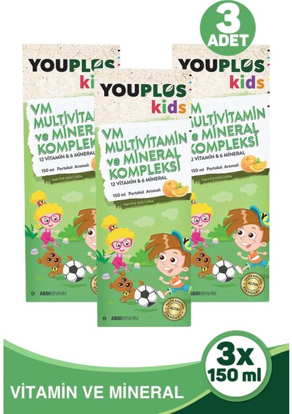 Kids Vm Multivitamin ve Mineral Kompleksi 150 ml 3 Adet