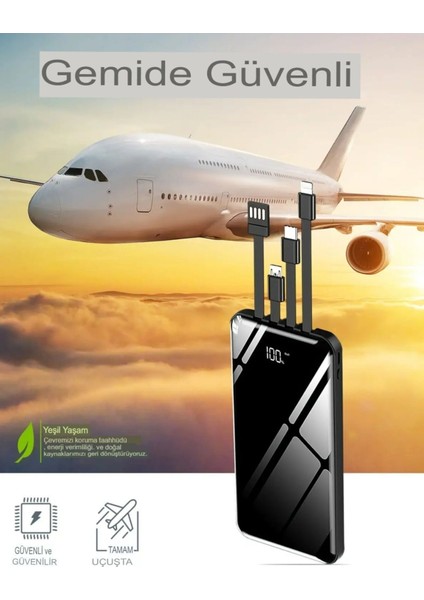 10.000 Mah Prime Dijital Göstergeli Dahili Çoklu Kablolu Powerbank, Taşınabilir Siyah Şarj fiyatları