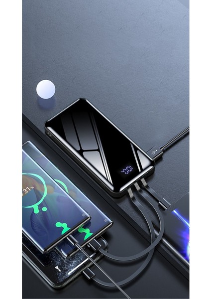 10.000 Mah Prime Dijital Göstergeli Dahili Çoklu Kablolu Powerbank, Taşınabilir Siyah Şarj modelleri