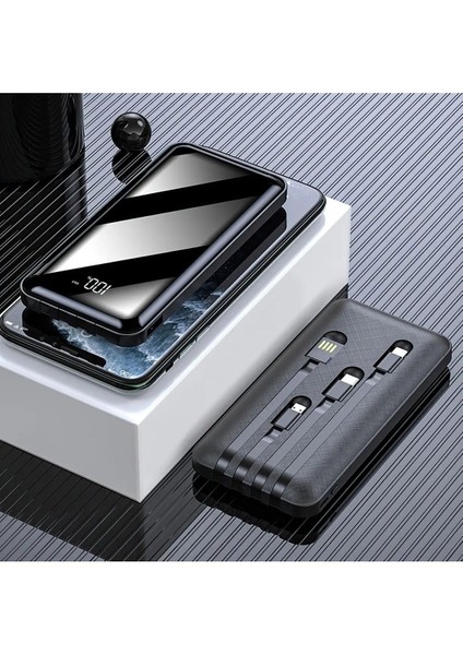 10.000 Mah Prime Dijital Göstergeli Dahili Çoklu Kablolu Powerbank, Taşınabilir Siyah Şarj indirimleri