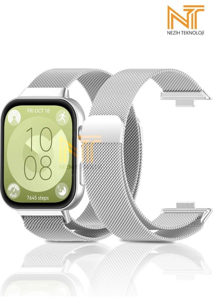 Huawei Watch Fit 3 / Fit 4 / Fit 4 Pro Uyumlu Milano Hasır Örgü Metal Magnet Pratik Kordon