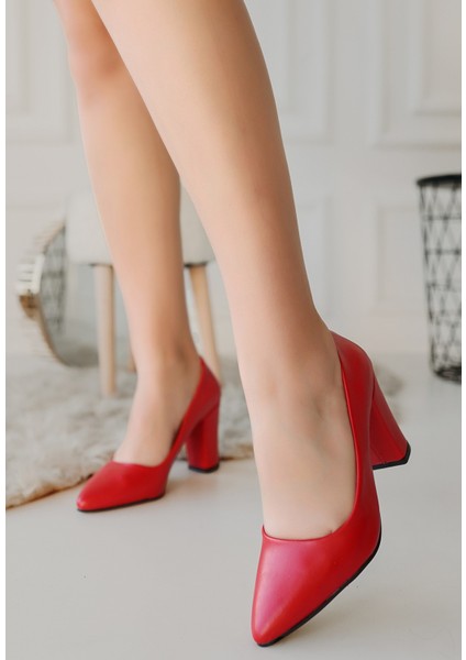 Giort Kırmızı Cilt Topuklu Ayakkabı