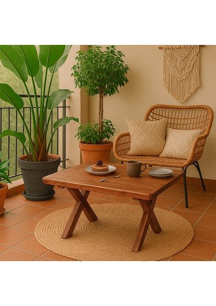 Orta Sehpa Ahşap Bahçe / Balkon Masası 50x73cm