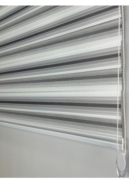 Binbirperde Pileli Iki Renk-Gri-Siyah Ev-Ofis Perdesi Aluminyum Sistem Düz