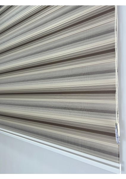 Binbirperde Pileli Iki Renk-Kahve-Krem Ev-Ofis Perdesi Aluminyum Sistem Düz