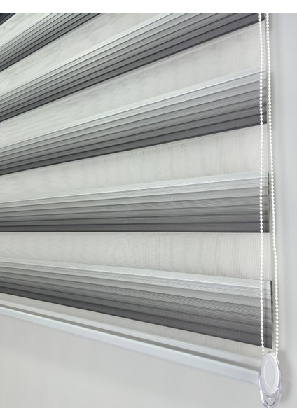 Binbirperde Pileli Iki Renk-Beyaz/gri Ev-Ofis Perdesi Aluminyum Sistem Düz