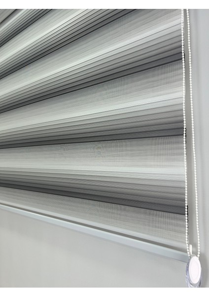 Binbirperde Pileli Iki Renk-Beyaz/gri Ev-Ofis Perdesi Aluminyum Sistem Düz