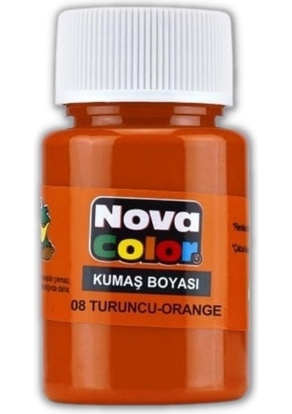 Kumaş Boyası, Canlı Renkler, Solmaz, Tişört, Çanta, Tekstil Boyası-Turuncu Renk 30ML-1 Adet