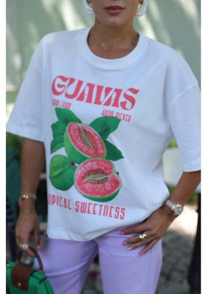 Beyaz Baskılı Tshirt