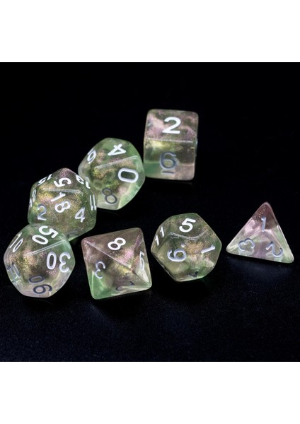 Poludie Et Yeşil Pembe Dnd Zar Seti D4 D6 D8 D10 D% D12 D20 Rol Oynama Için Parlak Çokyüzlü Zar Tahta Oyunu Dnd Rpg Mtg (Yurt Dışından)