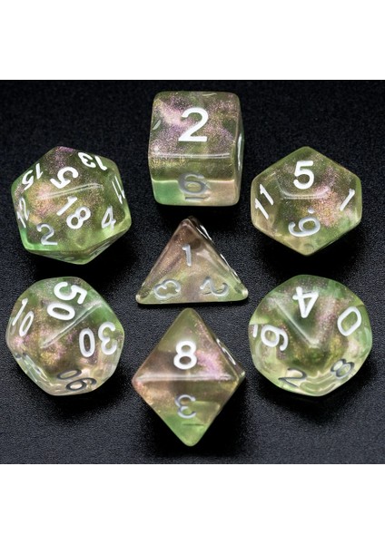 Poludie Et Yeşil Pembe Dnd Zar Seti D4 D6 D8 D10 D% D12 D20 Rol Oynama Için Parlak Çokyüzlü Zar Tahta Oyunu Dnd Rpg Mtg (Yurt Dışından)