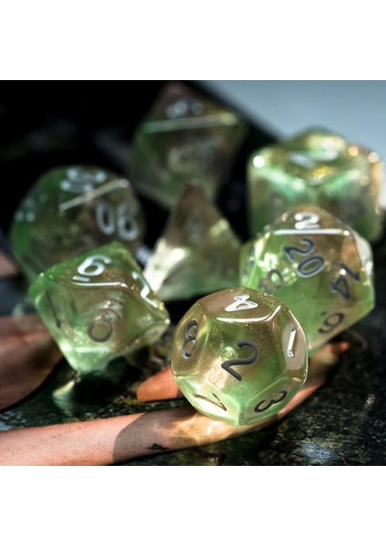 Poludie Et Yeşil Pembe Dnd Zar Seti D4 D6 D8 D10 D% D12 D20 Rol Oynama Için Parlak Çokyüzlü Zar Tahta Oyunu Dnd Rpg Mtg (Yurt Dışından)