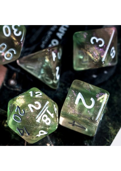 Poludie Et Yeşil Pembe Dnd Zar Seti D4 D6 D8 D10 D% D12 D20 Rol Oynama Için Parlak Çokyüzlü Zar Tahta Oyunu Dnd Rpg Mtg (Yurt Dışından)
