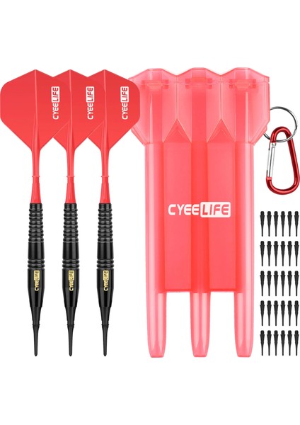 Kırmızı Stil Cyeelife Pirinç Yumuşak Uçlu Dart 18G Taşıma Çantası ve Ekstra Plastik Noktalar ve Uçuşlar, Profesyonel Elektronik Dart Seti (Yurt Dışından)