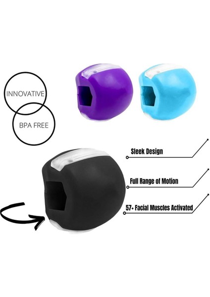Mor Tarzı Face Masseter Men Facial Mouth Jawline Fitness Neck Jaw Muscle Exerciser Chew Ball Chew Bite Breaker Training Jaw Exercise Ball (Yurt Dışından)