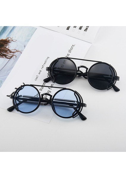 No.2 Tarzı Yuvarlak Metal Güneş Gözlüğü Steampunk Erkek Kadın Moda Gözlük Tasarımcısı Retro Vintage Güneş Gözlüğü Bisiklet Gözlük Bahar Bacak (Yurt Dışından) indirimleri