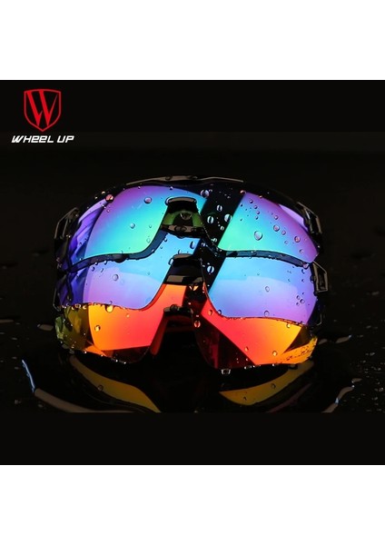 Siyah Kırmızı Stil Wheel Up 3 Lens UV400 Bisiklet Gözlük Erkek Kadın Su Geçirmez Kaplama Aerodinamik Bisiklet Polarize Güneş Gözlüğü Mtb Bisiklet Gözlük (Yurt Dışından) fırsatları