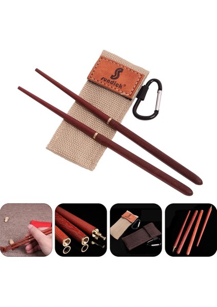 No.5 Tarzı 1 Çift Ahşap Katlanır Yemek Çubukları Telescoopsticks Açık Kamp Seyahat Taşınabilir Sofra Yemek Takımı (Yurt Dışından)