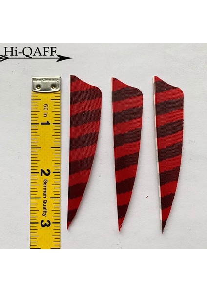 Kırmızı Stil Hi-Q 3 Inç Doğal Hindi Tüyleri Kalkan Kesim Okçuluk Fletches 3'' Tüy Ok Fletching-Çizgili (Yurt Dışından)