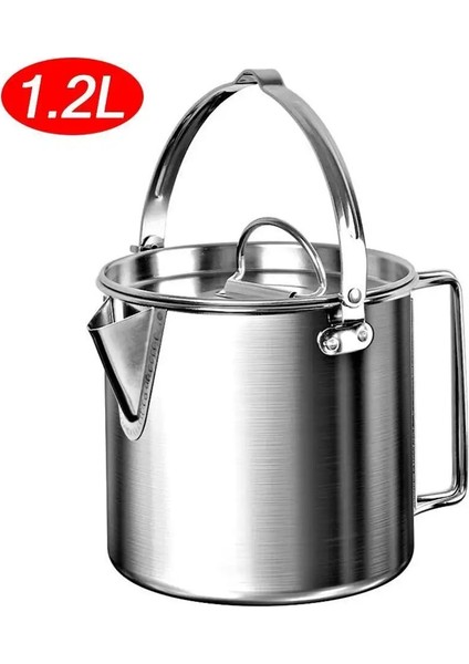 Gösterilen Stil Gibi Açık Çelik Su Isıtıcısı Katlanır Kamp Asılı Taşınabilir 1.2l Pot Demlik Ot Ocak Kahve H3W5 (Yurt Dışından)