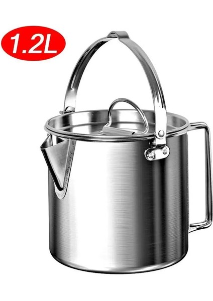 Gösterilen Stil Gibi Açık Çelik Su Isıtıcısı Katlanır Kamp Asılı Taşınabilir 1.2l Pot Demlik Ot Ocak Kahve H3W5 (Yurt Dışından)