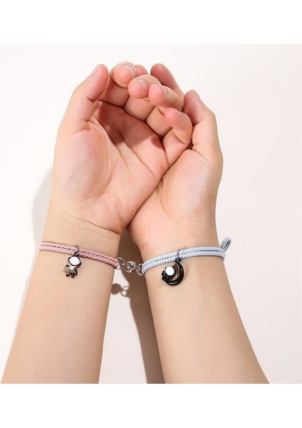 No.17 Stili Ay Robotlar Kolye ile Karikatür Manyetik Çift Bilezikler Sevimli Karşılıklı Cazip Dostluk Halat Arkadaşlar Için Hediyeler ASD88 (Yurt Dışından) fırsatları