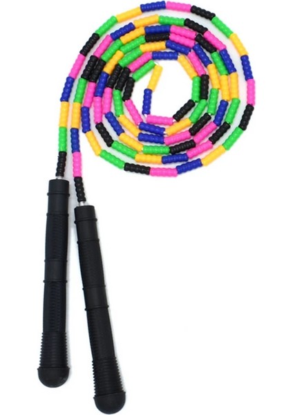 2.7m Siyah Stil Çocuklar Yetişkinler Renkli Boncuklu Segmentasyonlu Ip Atlama + Kaymaz Kolları Egzersiz Sporları Ip Atlama Ipi (Yurt Dışından)