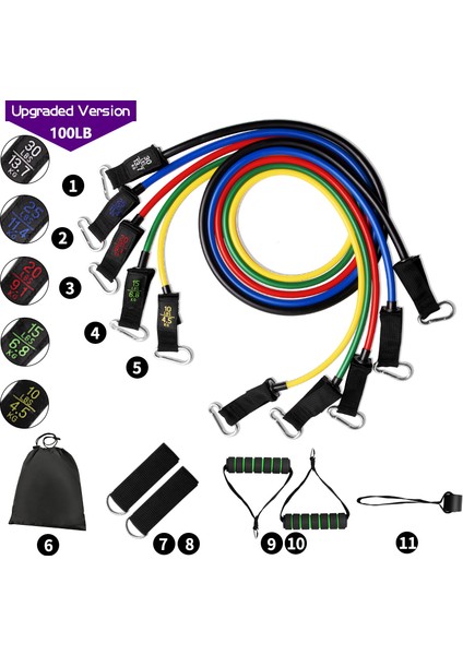 F HLG100 Stili Elastik Direnç Bantları Egzersiz Fitness Tüp Bantları Streç Lastik Tüp Bant Egzersiz Spor Salonu Ev Eğitim Ekipmanları (Yurt Dışından)