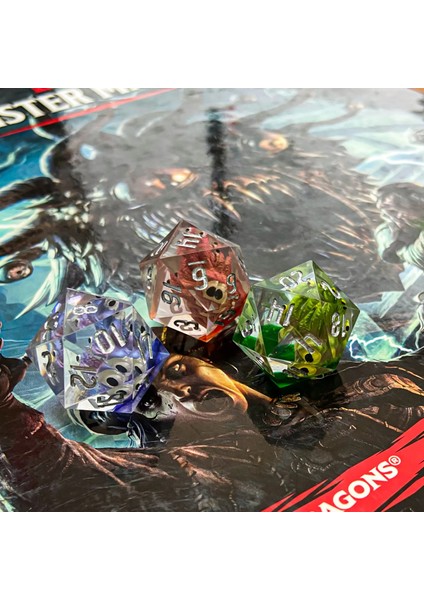 Yeşil Stil Cusdie mm D20 D&d Zar, Ded Dnd Zar Dolgulu Parmak Canavarı, Tek D20 Zar, Rol Yapma Oyunu Için Mtg Pathfinder (Yurt Dışından)
