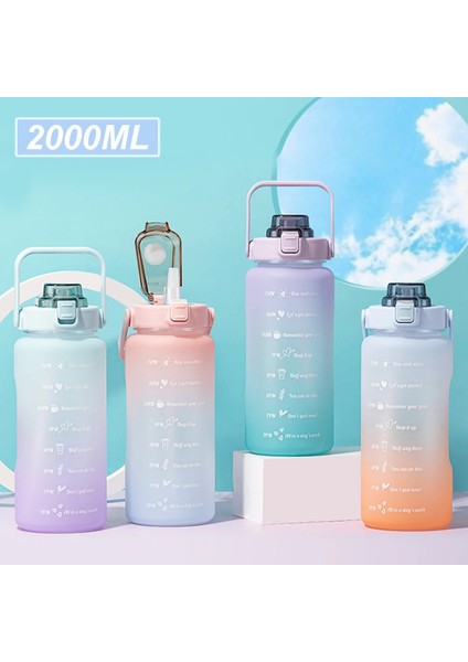 Mor Tarzı 64 Oz Büyük Spor Su Şişesi Saman Zaman Işaretleyici ile Taşınabilir Sızdırmaz Toksik Olmayan Spor Içme Şişesi Gym Fitness Kamp Için (Yurt Dışından) fiyatları