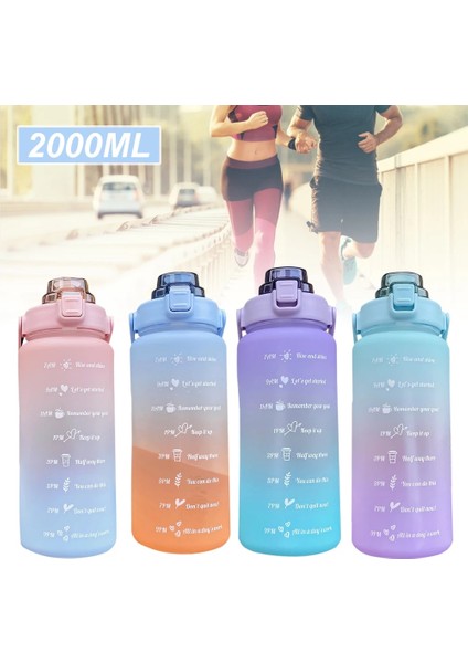 Mor Tarzı 64 Oz Büyük Spor Su Şişesi Saman Zaman Işaretleyici ile Taşınabilir Sızdırmaz Toksik Olmayan Spor Içme Şişesi Gym Fitness Kamp Için (Yurt Dışından) modelleri