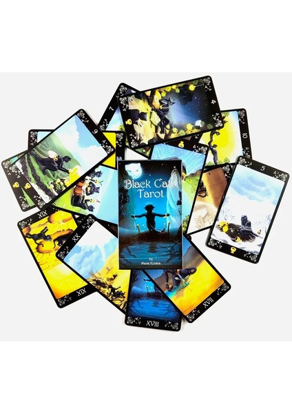 Kara Kedi Stili Yeni Yüksek Li Heaven Earth Tarot Kartları Fal Rehberliği Arkadaş Oyunu Için Pdf Rehberi ile Kehanet Güverte Tahta Oyunu Anlatıyor (Yurt Dışından)