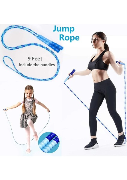 Mavi Stil Ayarlanabilir Segment Ip Atlama Ipi Yumuşak Boncuklu Atlama Ipi Hız Erkekler Kadınlar Için Erkek Kız Öğrenciler Formda Tutmak Eğitim Egzersiz Ağırlığı (Yurt Dışından) indirimleri