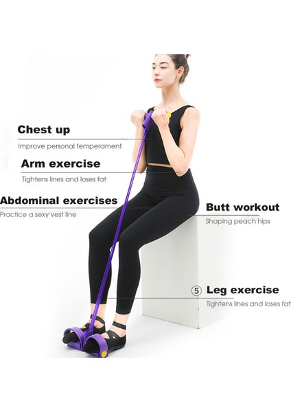 Mor Tarzı Elastik 4 Tüp Çekme Halatı Göbek Direnci Gerginlik Bandı Spor Eğitim Aracı Kauçuk Genişletici Elastik Bantlar Fitness Ekipmanları (Yurt Dışından) fırsatları