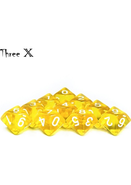 Şeffaf Sarı Stil D10 Zar Seti-10 D10, Matematik Zar Oyunları Için Mükemmel - Ded Çokyüzlü Plastik Masa Üstü Rpg (Yurt Dışından)