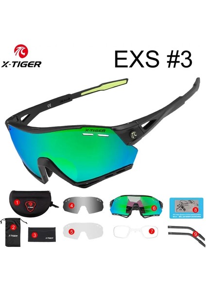 Renk EXS02-3 Stili Renk EXS03-3 X-Tiger Bisiklet Gözlükleri Polarize Spor Erkek Bisiklet Güneş Gözlüğü Dağ Bisikleti Gözlükleri Mtb Koruma Bisiklet Gözlüğü Gözlük (Yurt Dışından)
