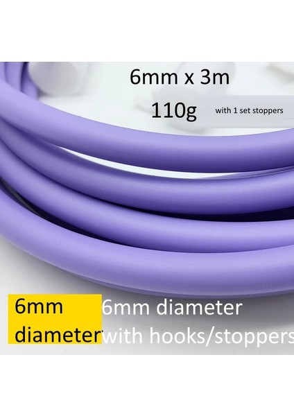 Mor Keçeli Stil 6mm Çap 3 Metre Uzunluk Pvc Katı Kordon Gram Atlama Ipi Yedek Parça Aksesuarları Stoper ile Pembe Beyaz Mor (Yurt Dışından)