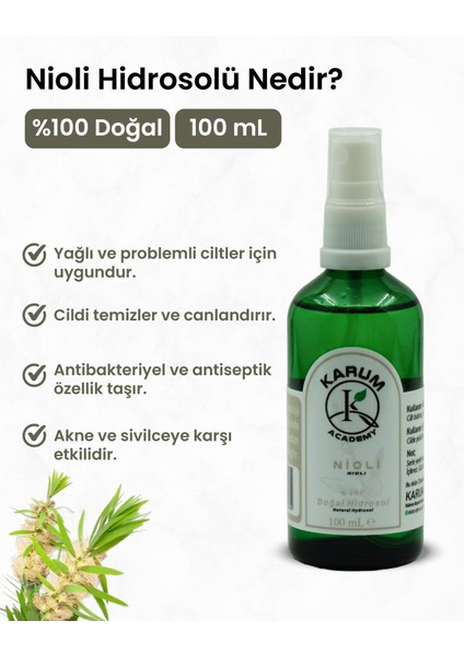 Nioli (Niaouli) Hidrosolü – Doğal Arındırıcı & Cilt Koruyucu Bitki Suyu 100ML fiyatları