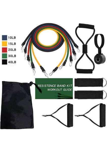 12 Adet Siyah Set Stili Ull Halat Direnç Bantları Atlama Ipi ile Set Kapı Çapa Ayak Bileği Askıları Ev Spor Salonu Egzersizi Için 8 Şekilli Streç Bant Kolları (Yurt Dışından)