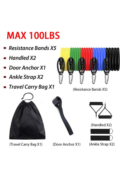 11 Adet Çekme Halatı B Tarzı Et Lateks Direnç Bantları Seti Fitness Çubuğu Egzersiz Yoga Tüpü Çekme Halatı Fitness Kauçuk Elastik Kas Gücü Eğitimi (Yurt Dışından)