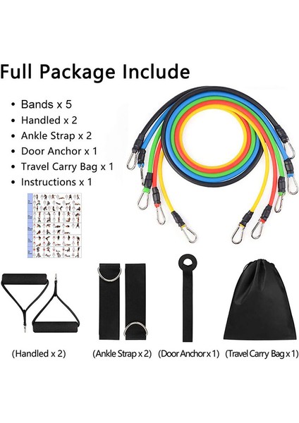 11 Adet Tarzı Et Lateks Direnç Bantları Crossfit Eğitimi Egzersiz Yoga Tüpleri Çekme Halatı Kauçuk Genişletici Elastik Bantlar Fitness Ekipmanları (Yurt Dışından)