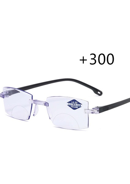 300 Derece Stili Ultralight Çerçevesiz Unisex Anti Mavi Işık Bisiklet Güneş Gözlüğü Radyasyon Bilgisayar Presbiyopi Okuyucular Okuma Günlük Gözlükler (Yurt Dışından)