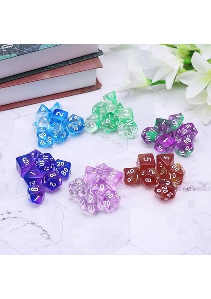 R Stili 7 Adet Şeffaf Taraflı Zar D4 D6 D8 D10 D12 D20 Rpg Poli Masa Masa Oyunu Seti (Yurt Dışından) fiyatları