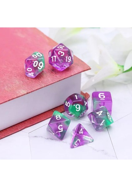 R Stili 7 Adet Şeffaf Taraflı Zar D4 D6 D8 D10 D12 D20 Rpg Poli Masa Masa Oyunu Seti (Yurt Dışından) modelleri