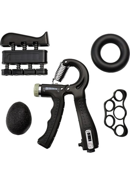 Siyah Stil 5 Adet Ağır Tutucu Set Parmak El Egzersizi Kavrama Bilek Gücü Eğitimi Ayarlanabilir Parmak Arpal Genişletici (Yurt Dışından)