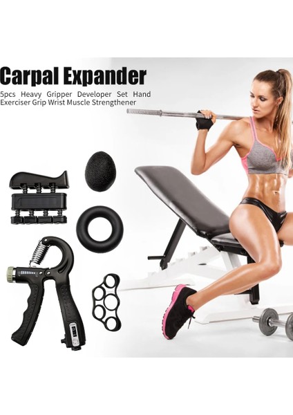 Siyah Stil 5 Adet Ağır Tutucu Set Parmak El Egzersizi Kavrama Bilek Gücü Eğitimi Ayarlanabilir Parmak Arpal Genişletici (Yurt Dışından) modelleri