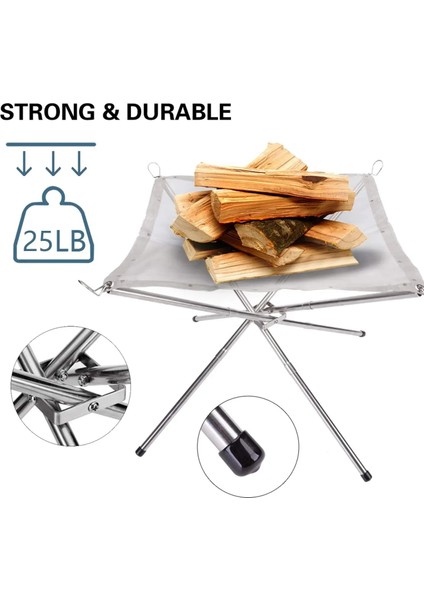 22X22 Ağ Stili Açık Kamp Bahçe Arka Bahçe Isıtma Mesh Paslanmaz Çelik Katlanır Kamp Ateşi Yangın Rafı Katlanabilir Ateş Çukuru Barbekü Araçları Sökmeye (Yurt Dışından) modelleri