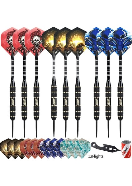 Bordo Tarzı Cyeelife Profesyonel Çelik Uç Dart 22G+ALÜMINYUM Miller+Sarpener+Dart Aleti+12 Uçuş Pirinç Dart Seti (Yurt Dışından)
