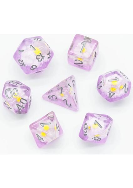 Mor Ay Çiçeği Stili Et Flowers Dnd Zar D&d Zar D4 D6 D8 D10 D% D12 D20 Çokyüzlü Oyunlar Zar Seti Masa Oyunları Için Mtg Rpg Hediye (Yurt Dışından)