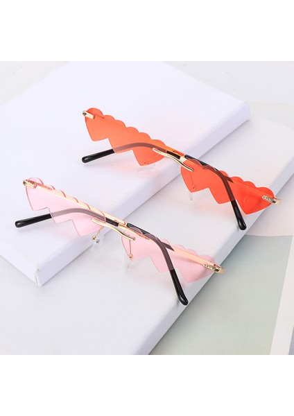 Siyah-Turuncu Tarzı 2021 Trendy Kalp Güneş Gözlükleri Çerçevesiz Punk Güneş Gözlüğü Kadın Lüks Moda Vintage Shades Benzersiz Dikdörtgen Güneş Gözlükleri (Yurt Dışından)